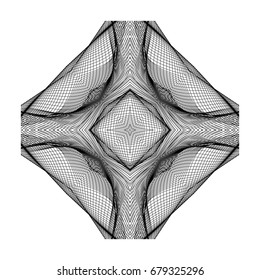 Abstract background with guilloche. Thin wavy color lines on a white background