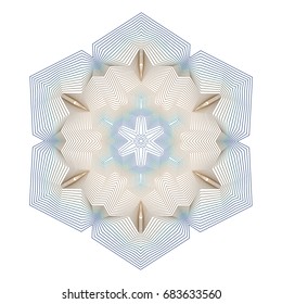 Abstract background with guilloche. Thin wavy color lines on white background