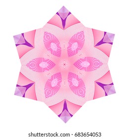 Abstract background with guilloche. Thin wavy color lines on white background