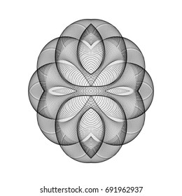 Abstract background with guilloche. Thin wavy color lines on a white background