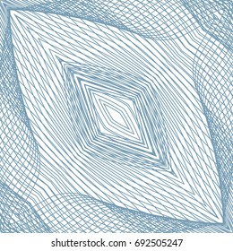 Abstract background with guilloche. Thin wavy color lines on a white background