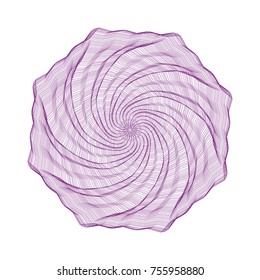 Abstract background with guilloche. Thin wavy color lines on a white background