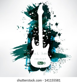 Abstract background with guitar and splash