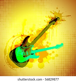 Abstract background with guitar. Vector illustration.