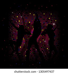 Abstract background halfton with dancing girls. Vector