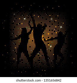 Abstract background halfton with dancing girls. Vector