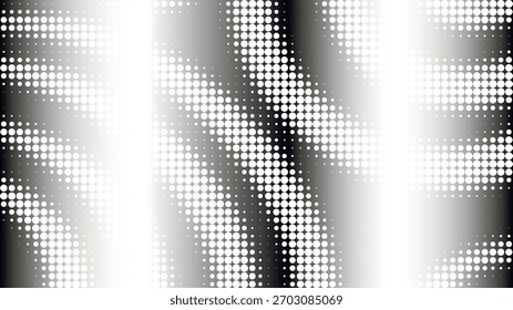 Abstract background with halftone circles. Graphic dynamic wave pattern for overlay. Grunge dotted monochrome motion template, vector graphic
