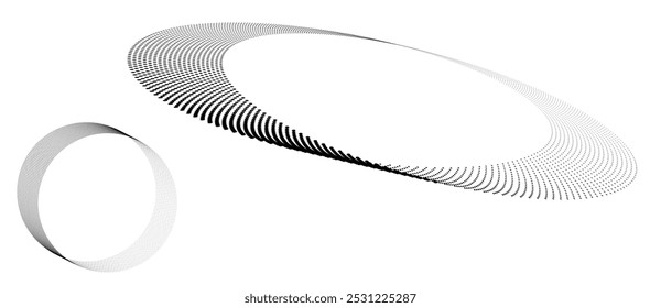 Fondo Abstractas con puntos de medio tono en círculo con perspectiva. Círculo de diseño de arte como logotipo o icono.