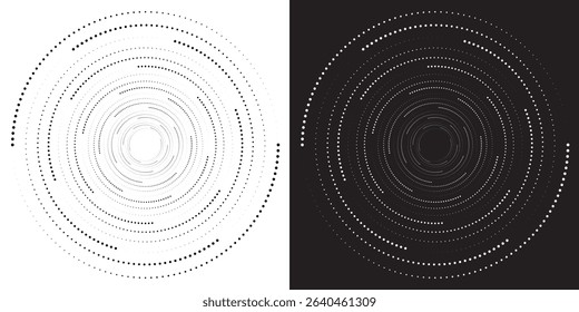Abstract background. Halftone dots in circle form. Spiral logo, icon or design element modern abstract art