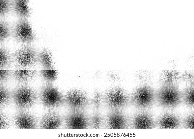 Abstract background with halftone dots, grain noise texture and soft dusty pattern. Light monochrome dotted surface, subtle airy overlay vector backdrop for design, print and web.