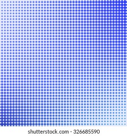 Abstract background with halftone effect. Circles in blue color on  white background