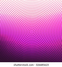 Abstract background with halftone effect. Circles in pink and purple on blurred  pink background