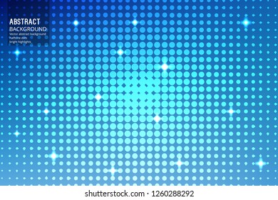Abstract Background with Halftone and Glow. Vector Blue Template for Design, Slides, start pages, Video Intros.