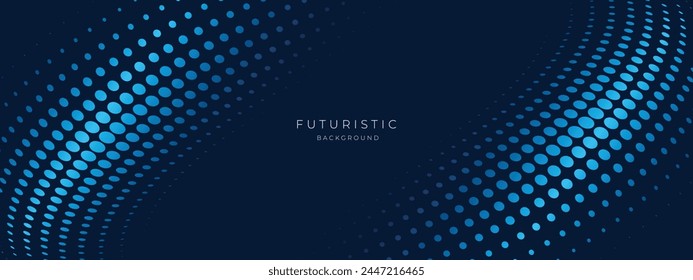 Abstract Background with halftone pattern. Modern Technology Concept with copy space. Futuristic Concept Blue Background for banner, presentation, flyer, and website