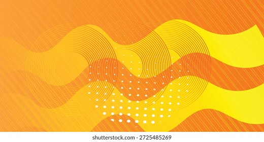 Fondo Abstractas semitono con puntos Pequeños y líneas onduladas en tonos de naranja, Diseño gráfico, semitono, colores naranjas Ilustraciones Vectores
