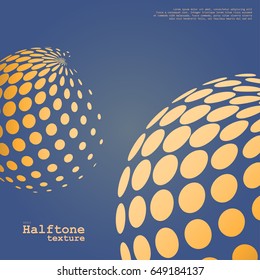 Abstract background of the halftone spheres in orange color