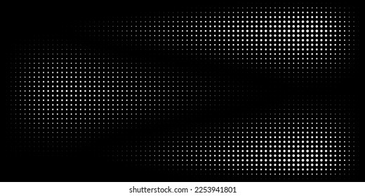 Abstract background halftone white dots design element on black background