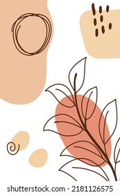 Abstract background. Hand drawing scribbles of various shapes, leaves, spots. Modern contemporary trendy vector illustration. Each background is isolated.