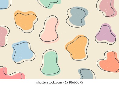 Abstract background. Hand drawing various shapes and doodle objects. Trendy modern contemporary vector illustration. Every background is isolated. Pastel color