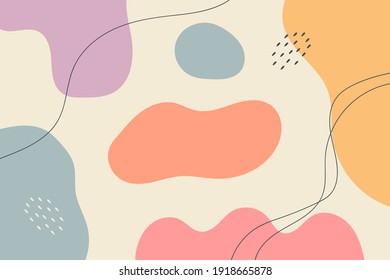 Abstract background. Hand drawing various shapes and doodle objects. Trendy modern contemporary vector illustration. Every background is isolated. Pastel color