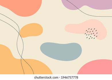 Antecedentes abstractos. Dibujar a mano varias formas y objetos de garabatos. Ilustración vectorial contemporánea moderna de moda. Cada fondo está aislado. Color del pastel
