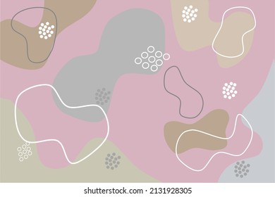 Antecedentes abstractos. Dibujar a mano varias formas y objetos de garabatos. Ilustración vectorial contemporánea moderna de moda.  Color del pastel