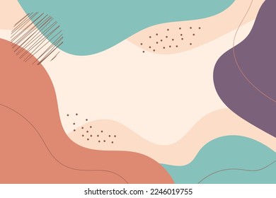 Abstract background. Hand drawing various shapes and doodle objects. Trendy modern contemporary vector illustration. Every background is isolated. Pastel color