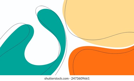 ABSTRACT BACKGROUND WITH HAND DRAWN BLOB SHAPES AND LINES PASTEL FLAT COLOR VECTOR DESIGN TEMPLATE FOR WALLPAPER, COVER DESIGN, HOMEPAGE DESIGN, GRRETING CARD