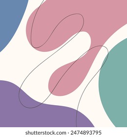 FONDO Abstractas CON FORMAS DE MANCHAS DIBUJADAS A MANO Y LÍNEAS DE COLOR PLANO PASTEL PLANTILLA DE DISEÑO DE VECTOR PARA FONDO DE PANTALLA, DISEÑO DE CUBIERTA, DISEÑO DE PÁGINA DE INICIO, TARJETA DE FELICITACIÓN
