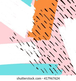 Abstract background. Hand drawn brush strokes. Design for cover, card. Rough textured.