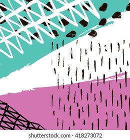 Abstract background. Hand drawn brush strokes. Design for cover, card. Rough textured.