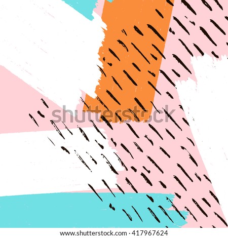 Abstract background. Hand drawn brush strokes. Design for cover, card. Rough textured.