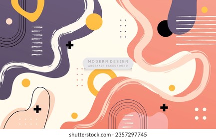 Abstract background with hand drawn colorful shapes flat modern design