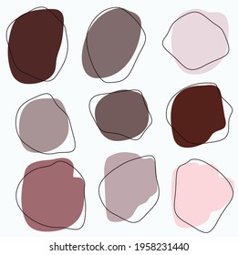 Abstract background. Hand drawn doodle of different shapes of stains, drops. Contemporary trendy vector illustration. Pastel colors. Isolated elements for your design.