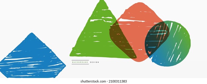Antecedentes abstractos. Forma geométrica dibujada a mano - cuadrado, círculo y triángulo. Plantilla de concepto de negocio de la artesanía para papel de pared, banner, fondo o aterrizaje