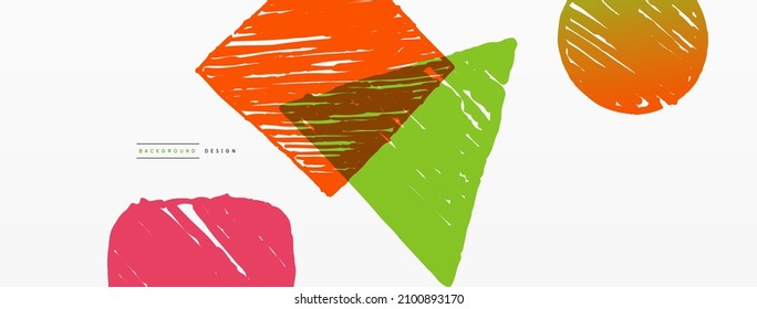 Abstract background. Hand drawn geometric shape - square, circle and triangle. Craft business concept template for wallpaper, banner, background or landing