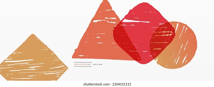 Antecedentes abstractos. Forma geométrica dibujada a mano - cuadrado, círculo y triángulo. Plantilla de concepto de negocio de la artesanía para papel de pared, banner, fondo o aterrizaje