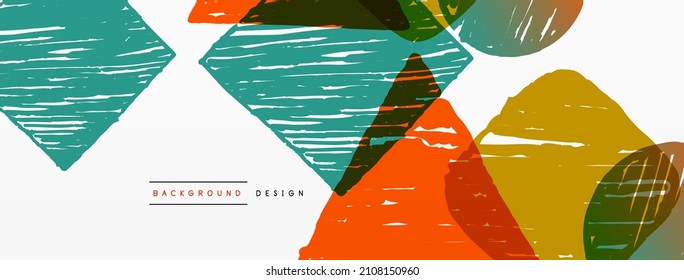 Abstract background. Hand drawn geometric shape - square, circle and triangle. Craft business concept template for wallpaper, banner, background or landing