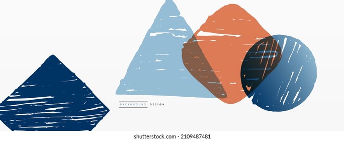 Abstract background. Hand drawn geometric shape - square, circle and triangle. Craft business concept template for wallpaper, banner, background or landing