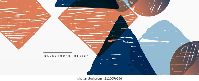 Abstract background. Hand drawn geometric shape - square, circle and triangle. Craft business concept template for wallpaper, banner, background or landing