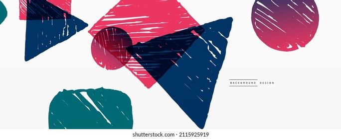 Abstract background. Hand drawn geometric shape - square, circle and triangle. Craft business concept template for wallpaper, banner, background or landing