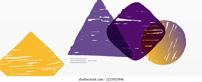 Antecedentes abstractos. Forma geométrica dibujada a mano - cuadrado, círculo y triángulo. Plantilla de concepto de negocio de la artesanía para papel de pared, banner, fondo o aterrizaje