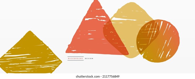 Abstract background. Hand drawn geometric shape - square, circle and triangle. Craft business concept template for wallpaper, banner, background or landing