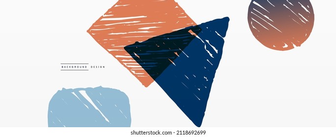 Abstract background. Hand drawn geometric shape - square, circle and triangle. Craft business concept template for wallpaper, banner, background or landing