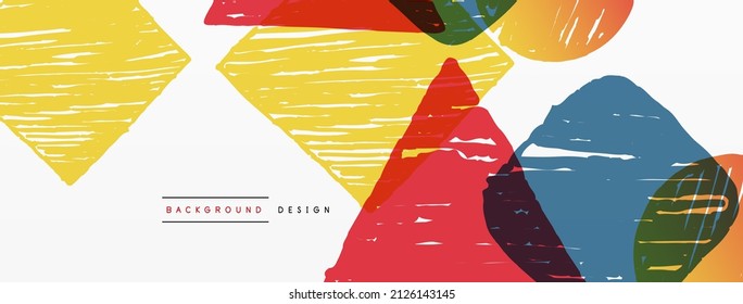 Antecedentes abstractos. Forma geométrica dibujada a mano - cuadrado, círculo y triángulo. Plantilla de concepto de negocio de la artesanía para papel de pared, banner, fondo o aterrizaje