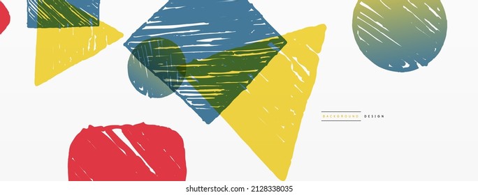 Abstract background. Hand drawn geometric shape - square, circle and triangle. Craft business concept template for wallpaper, banner, background or landing