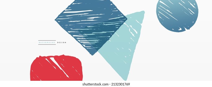 Antecedentes abstractos. Forma geométrica dibujada a mano - cuadrado, círculo y triángulo. Plantilla de concepto de negocio de la artesanía para papel de pared, banner, fondo o aterrizaje