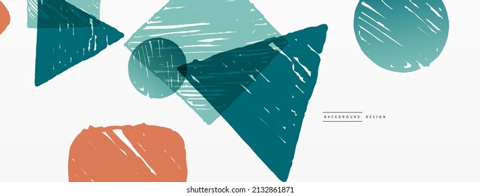Abstract background. Hand drawn geometric shape - square, circle and triangle. Craft business concept template for wallpaper, banner, background or landing