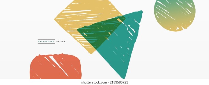 Abstract background. Hand drawn geometric shape - square, circle and triangle. Craft business concept template for wallpaper, banner, background or landing