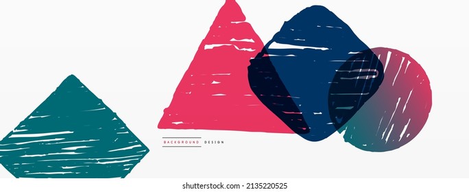 Abstract background. Hand drawn geometric shape - square, circle and triangle. Craft business concept template for wallpaper, banner, background or landing